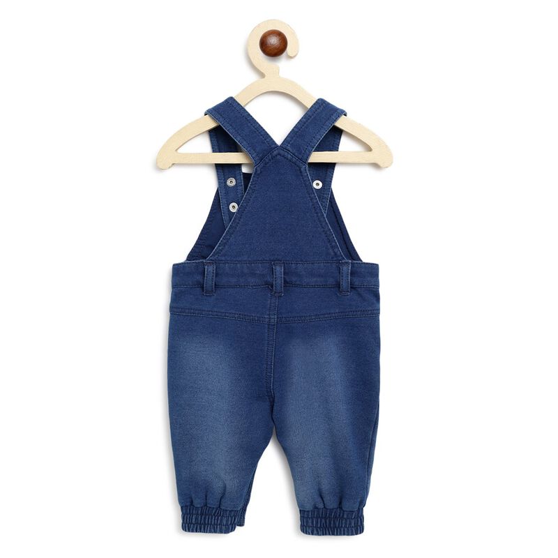 Boys Medium Blue Long Knitted Dungaree image number 1